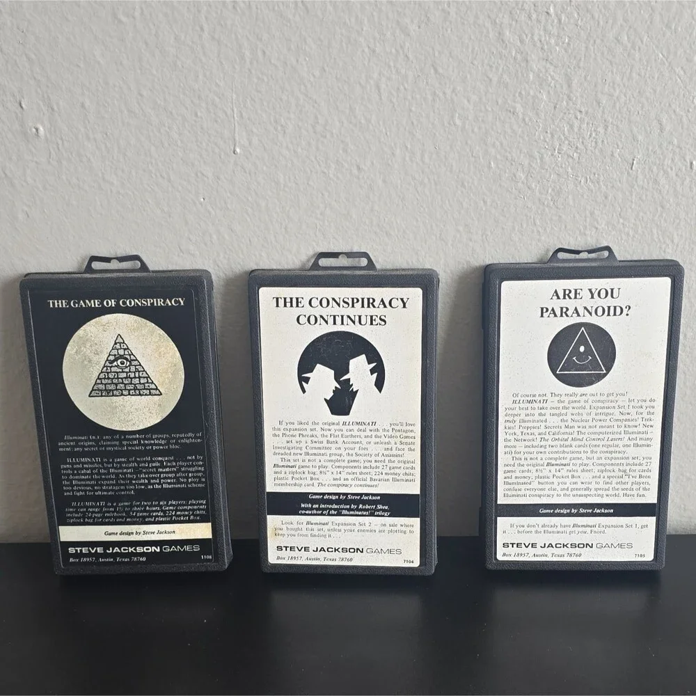 Illuminati Steve Jackson Games w/ Expansions 1 & 2 (1982-1983) [A]